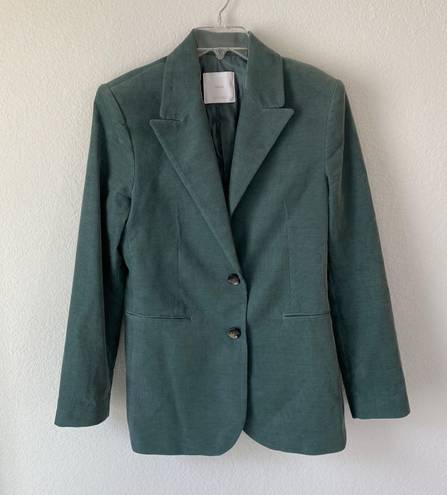 Mango Women’s Micro Corduroy Green Structured Blazer Size Medium