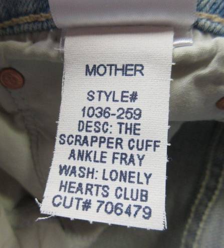 NWT Mother Superior Scrapper Cuff Ankle Fray in Lonely Hearts Club Crop Jeans 31