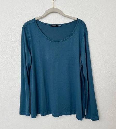 Natori [] Teal Scoop Neck Long Sleeve Shirt Supersoft Relaxed Fit Size Large L