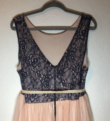 The Moon  Dress Lace & Tulle Blue & Pink Dress w/ Velvety Tie Belt Sz 3X EUC Ethreal