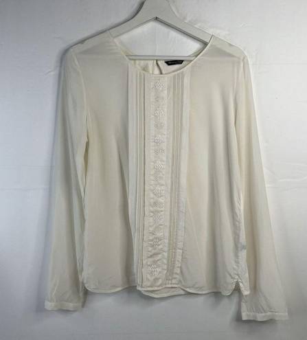 Massimo Dutti  Size L Blouse Top Silk Front Jersey Back Shirt Long Sleeve Women's