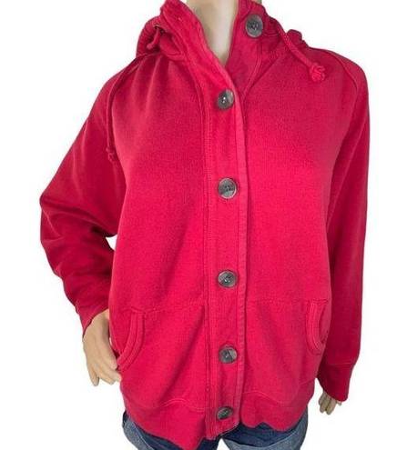 Sonoma  Red Button Up Hoodie With Knit Hood