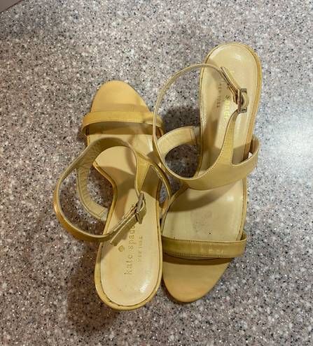 Kate Spade Clume Beige Patent Rainbow Wedges