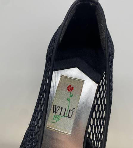 Wild Rose Womens Vintage Black Heel Shoes Size 8.5 Fishnet