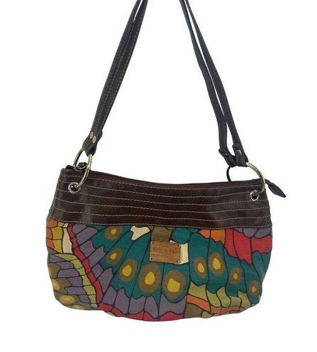 Relic  Womens Shoulder Bag Hobo Zip Closure Double Strap Multicolor Butterfly