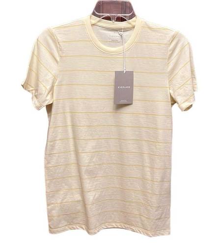 Everlane  The Organic Cotton Crew Tee yellow stripe Size M NWT