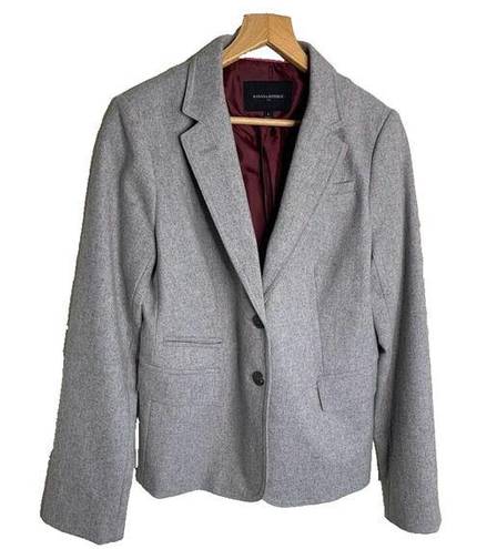 Banana Republic  Women's Academy Wool Blend Jacket Blazer Light Grey Heather Sz 4