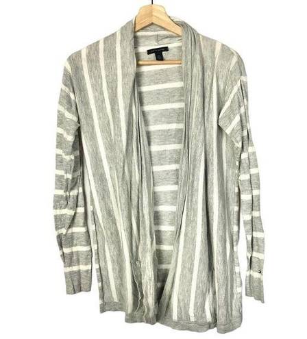 Tommy Hilfiger  Light Gray Stripe Open Front Cardigan Sweater S