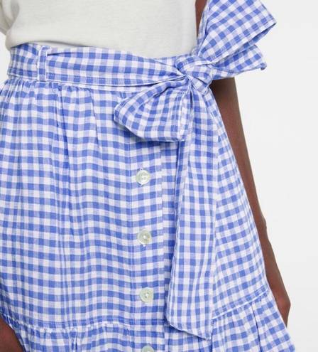 Polo NWT  Ralph Lauren Skirt Linen Midi Gingham Blue Belted Midi Skirt