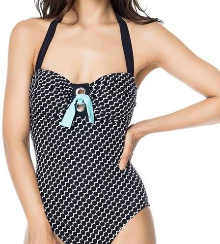 Bleu Rod Beattie NWT  Connect The Dots Black & White Polka Dot Swimsuit Size 6