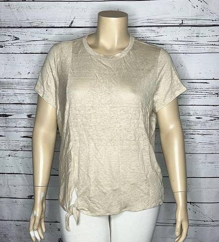 J.Jill  Love Linen NWT Size XL Flax Tan - Tie Detail 100% Linen Knit Top Shirt