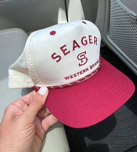 Seager Snapback Trucker Hat Maroon And Cream Red