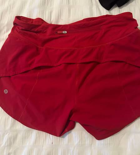 Lululemon Red Speed Up Shorts 4