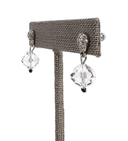 Swavorski Swarovski Rhinestone Earrings Silver Tone Pave and Clear Crystal Bead Dangle