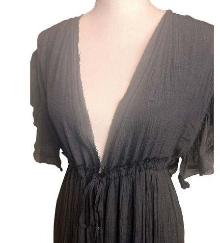 Flawless  Size Small Black Maxi Dress Deep Plunge Neckline Open Back Empire