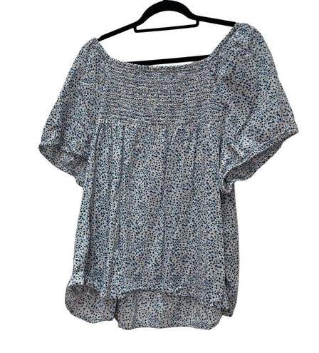 Old Navy  Ditzy Floral Blouse Women's XXL Square Neck Cap Sleeves Boxy Fit