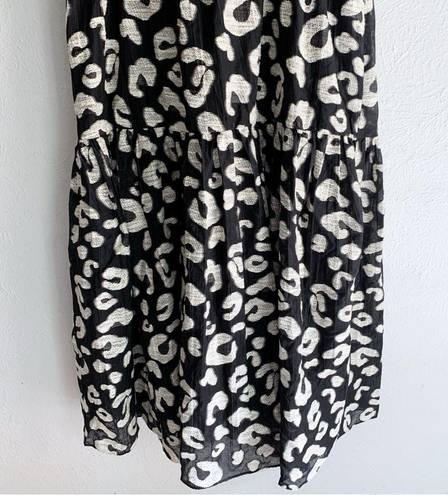 Hunter Bell Camden Tiered Maxi Dress Onyx Cheetah Jacquard Print NWT Sz Medium