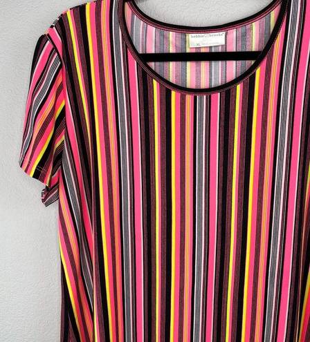 Brooks Bobbie  Multi-Color Knee Length Rainbow Striped T-Shirt Shift Dress XL