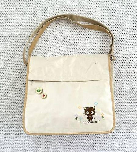 Sanrio Chococat  Beige Nylon Messenger Y2K Buttons Shoulder Crossbody Bag 2005