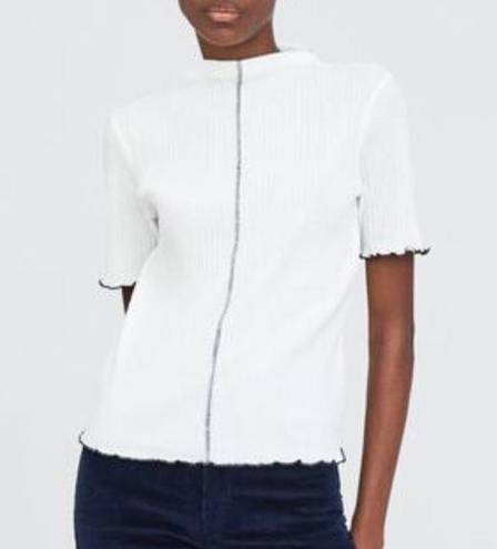 ZARA White short sleeve top with black contrast stitching never worn