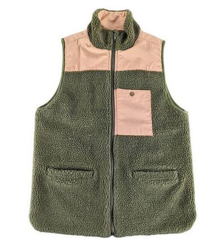 United by Blue  Military Green Sherpa Fleece Vest - Women's Size Medium