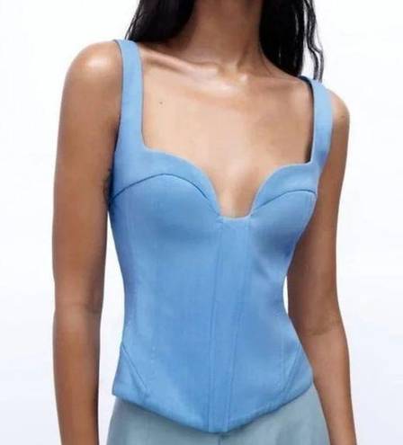 Selling blue corset top from Zara.