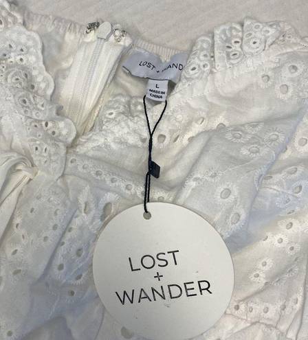 Lost + Wander  Women's White Dress size L NWT- flawed see photo (b16)