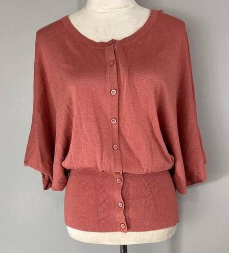 CAbi  5284 Brick Rose Button Up Kimono Cardigan Lightweight Loose Fit Sz M