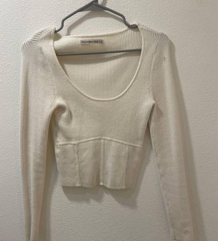 Abercrombie & Fitch Abercrombie White Corset Style Sweater