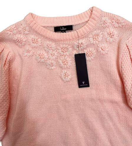 Petal Lulu’s  Warmed Up Blush Flower Stitch Sweater