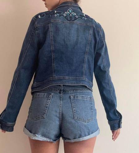 Romeo + Juliet Couture Blue Embroidered Denim Jacket 