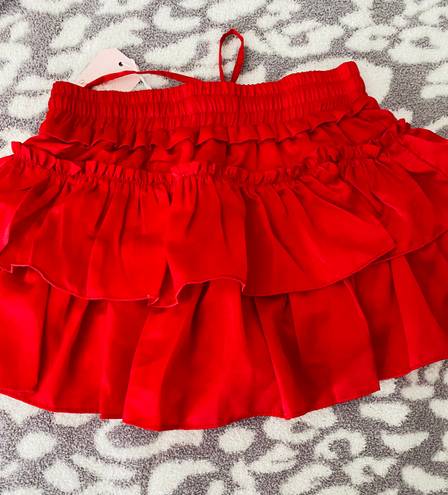 Day Moon Red Ruffle Skirt