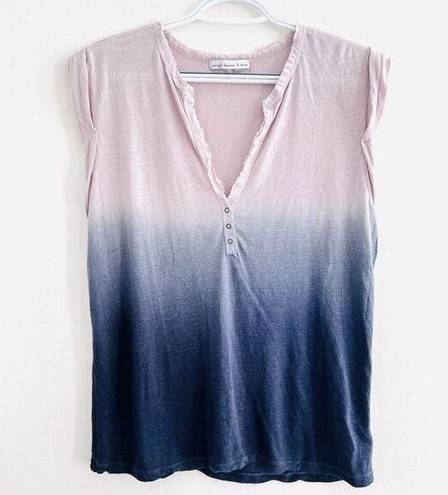 Young Fabulous and Broke  Blue & Cream Light Breezy Sleeveless Shirt ~ Size Large