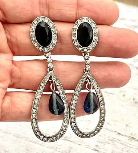 Charter Club  NWT silver  tone and blue rhinestone drop earrings