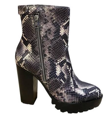 ALLSAINTS Ana Snake Emobossed Lug Womens Boot Size EU38 US 7 NEW