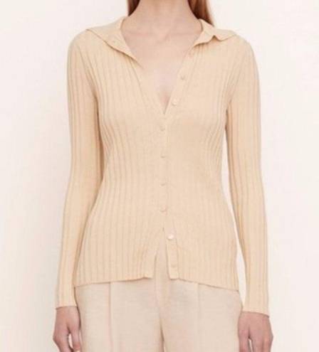 Vince NEW  Ribbed Collar Top Retro 90s Style Fitted Button Front Women's Size XL