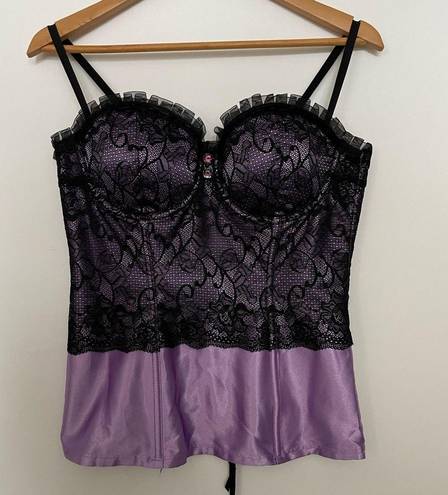 Frederick's of Hollywood Frederick’s of Hollywood Purple & Black Satin Lace Corset top Large