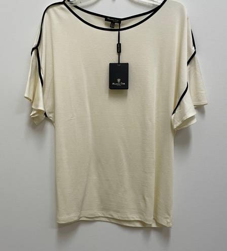 Massimo Dutti Cream Flutter Sleeve Top