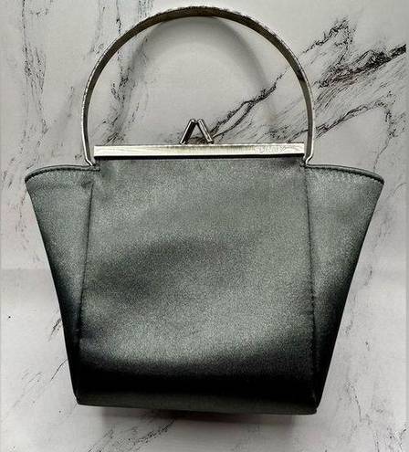 DKNY  Mini Gray Satin Pouch with Silver Handle 