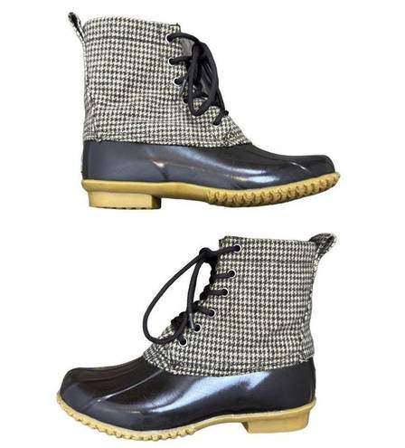 Krass&co G.H. Bass & . Harlequin Brown Duck Boots Women’s Size 8M Houndstooth Lace Up