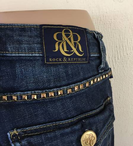 Rock & Republic Jeans Kasandra Bootcut Studded Dark Wash Gold R 28