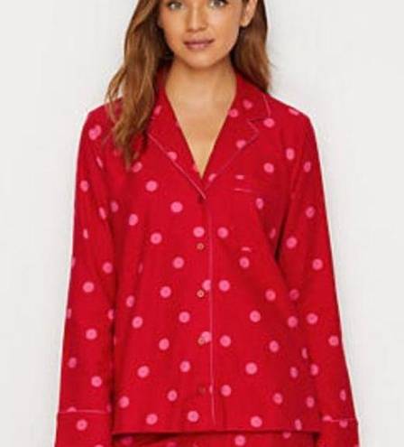 Kate Spade  Polka Dot Pajama Shirt Lounge Shirt Red Long Sleeve Women's Size‎ S