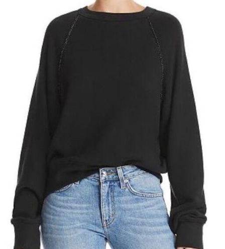 Paige  Daytona Chain Trim Casual Pullover Sweatshirt Black Silver Size Large