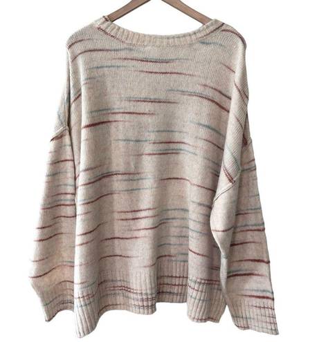 a.n.a Women’s New  ivory watercolor stripe oversized soft knit sweater size 3x