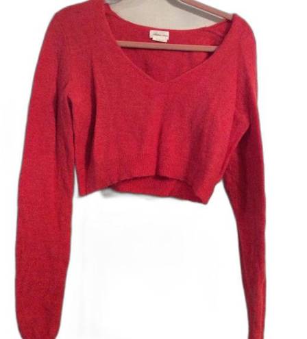 Lovers + Friends Crop red sweater XS womens CUTE stretch long sleeves Revolve 