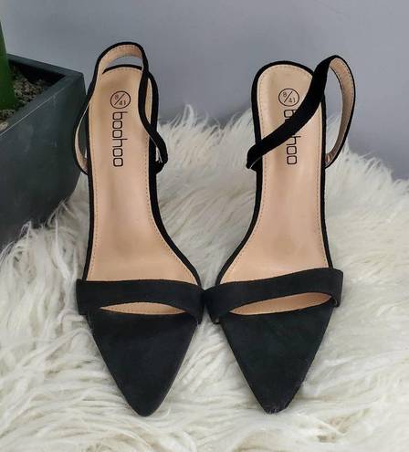 Boohoo  Black Pointed Toe Slingback Strappy Heels 8