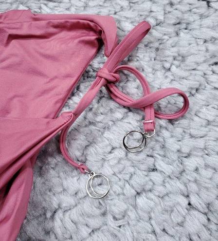 Mulberry Soluna Tie Side Hipster Swim Bikini Bottom  Pink Half Moon Fit Medium