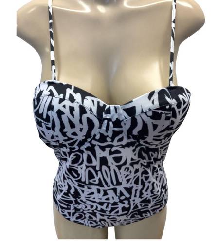 One Piece Glam rocks  graffiti print bodysuit with padded cups Size XL New