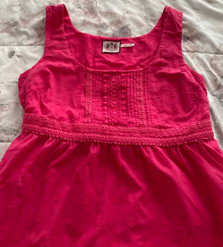 Juicy Couture Hot Pink A-line Textured 100% Cotton Lined Ties Closure Mini Dress, size 2