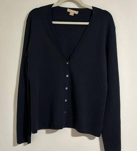 Michael Kors  COLLECTION 100% cashmere navy blue button up cardigan